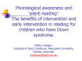 Phonological awareness and silentreading: The benefits of intervention and early intervention in rea