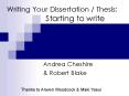 Writing Your Dissertation Thesis: Starting to write