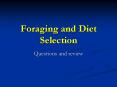 Foraging and Diet Selection