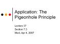 Application: The Pigeonhole Principle