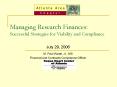 Managing Research Finances: Successful Strategies for Viability and Compliance