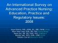 An International Survey on Advanced Practice Nursing: Education, Practice and Regulatory Issues: 200