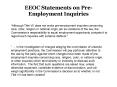 EEOC Statements on PreEmployment Inquiries