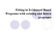 Fitting in Evidenced Based Programs with existing and future programs
