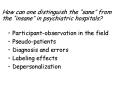 How can one distinguish the sane from the insane in psychiatric hospitals