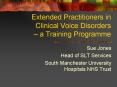 Extended Practitioners in Clinical Voice Disorders a Training Programme