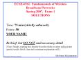 ECSE6961: Fundamentals of Wireless Broadband Networks Spring 2007, Exam 1 SOLUTIONS