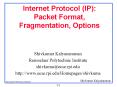 Internet Protocol IP: Packet Format, Fragmentation, Options