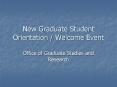 New Graduate Student Orientation Welcome Event
