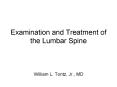 Examination and Treatment of the Lumbar Spine