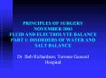 PRINCIPLES OF SURGERY NOVEMBER 2003 FLUID AND ELECTROLYTE BALANCE PART 1: DISORDERS OF WATER AND SAL