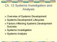 Ch' 12 Systems Investigation and Analysis