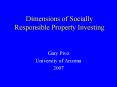 Dimensions of Socially Responsible Property Investing