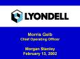 Morris Gelb Chief Operating Officer Morgan Stanley February 13, 2002