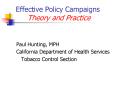 Effective Policy Campaigns Theory and Practice