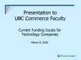 Presentation to UBC Commerce Faculty