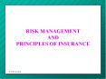 RISK MANAGEMENT AND PRINCIPLES OF INSURANCE