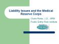 Liability Issues and the Medical Reserve Corps