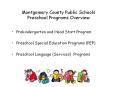 Montgomery County Public Schools Preschool Programs Overview