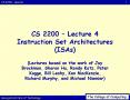 CS 2200 Lecture 4 Instruction Set Architectures ISAs