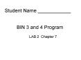 BIN 3 and 4 Program