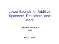 Lower Bounds for Additive Spanners, Emulators, and More