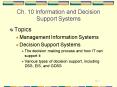 Ch. 10 Information and Decision Support Systems