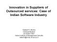 Innovation in Suppliers of Outsourced services: Case of Indian Software Industry