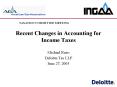 Recent Changes in Accounting for Income Taxes
