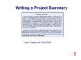 Writing a Project Summary