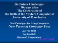 Six Future Challenges: 50 years after The Celebration of the Birth of the Modern Computer at Univers