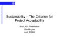 Sustainability The Criterion for Project Acceptability