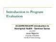 Introduction to Program Evaluation
