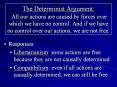 The Determinist Argument: All our actions are caused by forces over which we have no control. And if