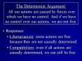 The Determinist Argument: All our actions are caused by forces over which we have no control. And if