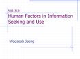 540310 Human Factors in Information Seeking and Use