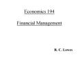 Economics 194 Financial Management