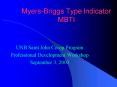 MyersBriggs Type Indicator MBTI