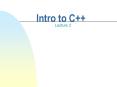 Intro to C