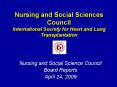 Nursing and Social Sciences Council International Society for Heart and Lung Transplantation