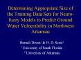 Determining Appropriate Size of the Training Data Sets for Neuro-fuzzy Models to Predict Ground Water Vulnerability in Northwest Arkansas