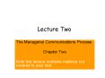 Lecture Two