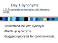 Day 1 Synonyms