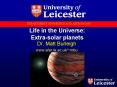 Life in the Universe: Extrasolar planets