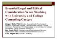 Essential Legal and Ethical Consideration When Working with University and College Counseling Center