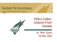 Ethics Codes: Lessons From Canada