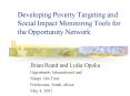 Developing Poverty Targeting and Social Impact Monitoring Tools for the Opportunity Network