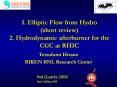 1. Elliptic Flow from Hydro short review 2. Hydrodynamic afterburner for the CGC at RHIC