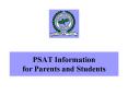 PSAT Information for Parents and Students