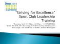 Striving for Excellence Sport Club Leadership Training